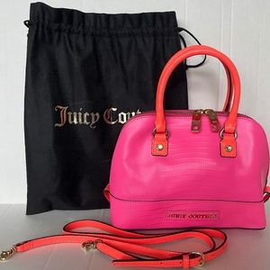 Juicy Couture Pink Orange Croc Embossed Design Dome Satchel Purse NWOT
